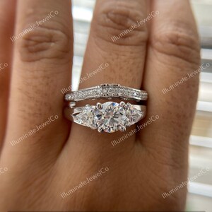 Antique Edwardian 2 Ct Old European Diamond Art Deco Bridal Set Vintage Engagement Ring Set In 935 Argentium Silver Retro Antique Bridal Set image 9