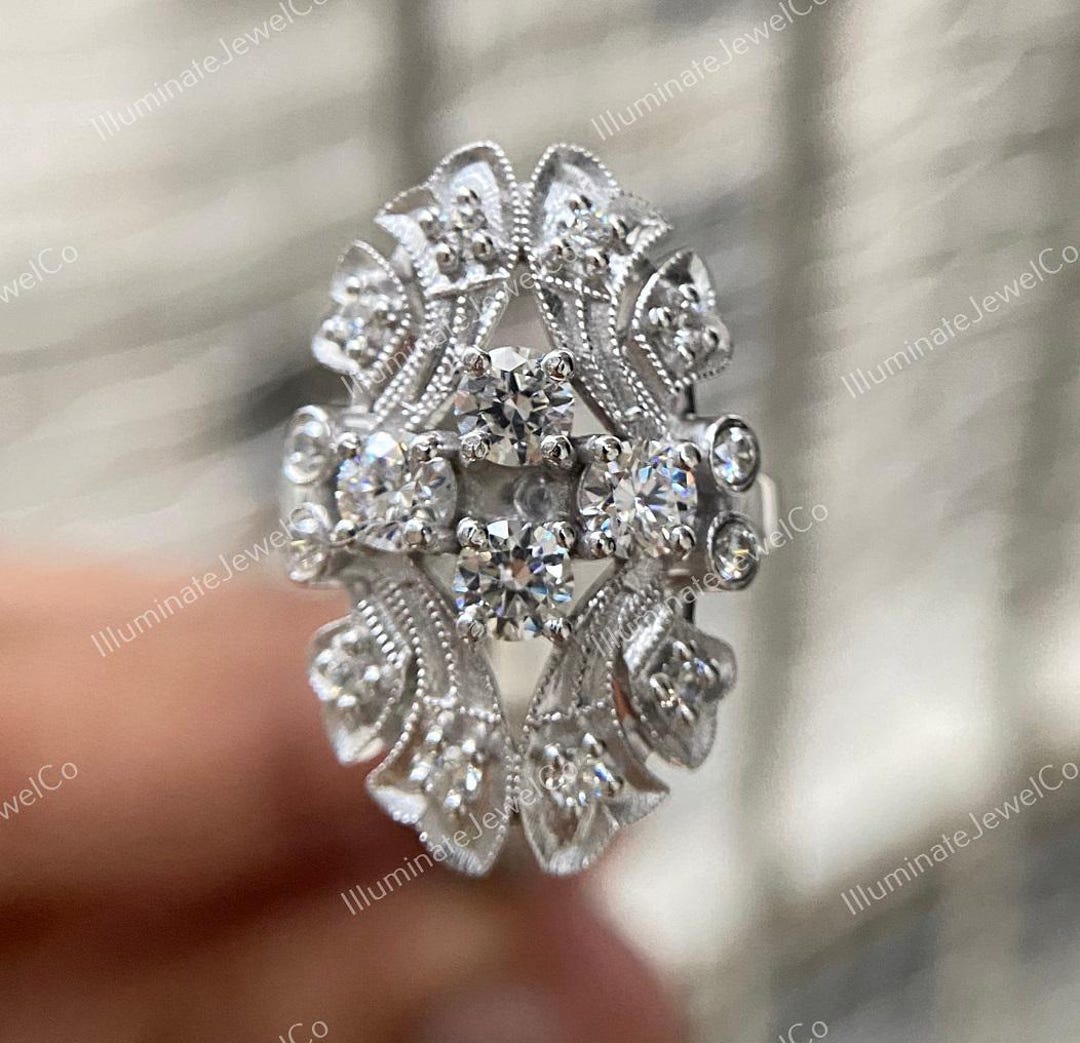 1880-90s Edwardian Art Deco Ring, 2.50 Carats Diamond Antique ...