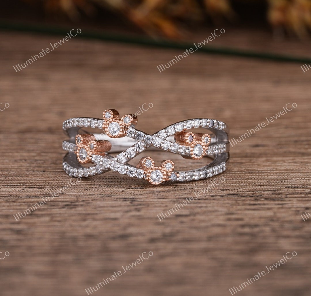 Bague Mickey Mouse entrecroisée Bague scintillante icônes