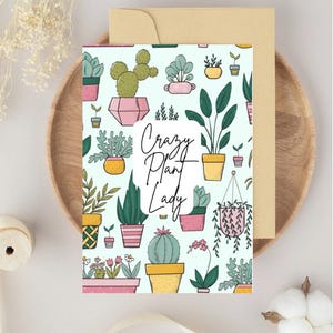 Crazy Plant Lady Muttertagskarte | Lustige druckbare Karte | Karte für Mama | 4x6 DIY Grußkarte | Sofortdownload | Umweltfreundliches Geschenk