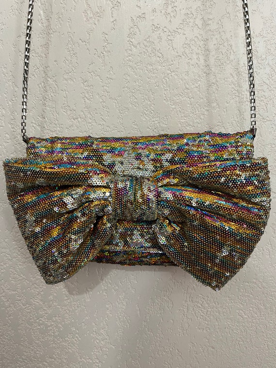 Betsey Johnson Multicolored Sequin BLING BIG BOW W