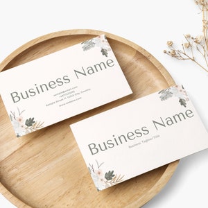 Sjabloon voor bloemen visitekaartjes, direct downloaden, trendy afdrukbaar visitekaartje, Canva-sjabloon