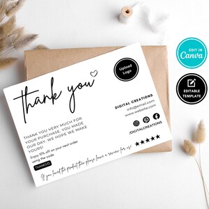 Geschäfts-Dankeskartenvorlage, bearbeitbare Dankeskarte für Auftragsverpackungseinlage, Etsy-Verpackungseinlage, bearbeitbare Vorlage
