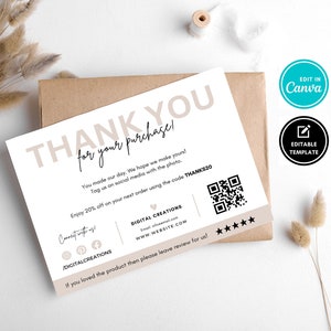 Geschäfts-Dankeskartenvorlage, bearbeitbare Dankeskarte für Auftragsverpackungseinlage, Etsy-Verpackungseinlage, bearbeitbare Vorlage