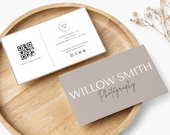 QR code business card with logo canva template QR code card visiting card qr code template instant download