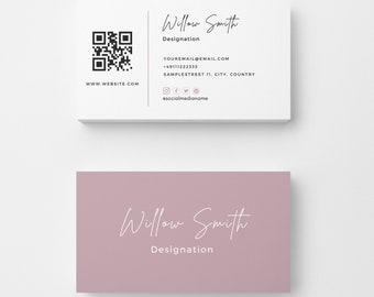 Blossom Business Card Template With QR Code, Instant Digital Download, Printable Visting Card