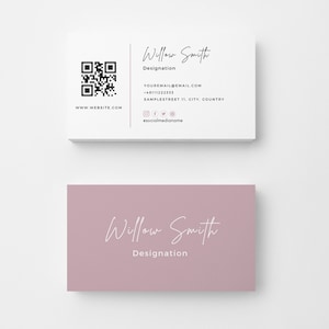 Szablon wizytówki Blossom z kodem QR, natychmiastowe pobieranie cyfrowe, drukowana wizytówka