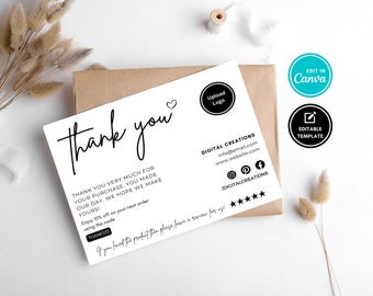 Geschäfts-Dankeskartenvorlage, bearbeitbare Dankeskarte für Auftragsverpackungseinlage, Etsy-Verpackungseinlage, bearbeitbare Vorlage