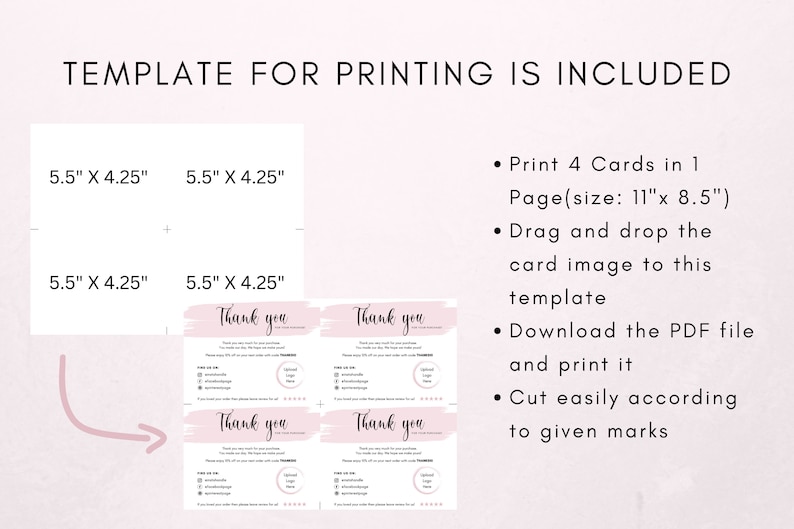 Thank You Card Template Editable Thank You Card for Order - Etsy