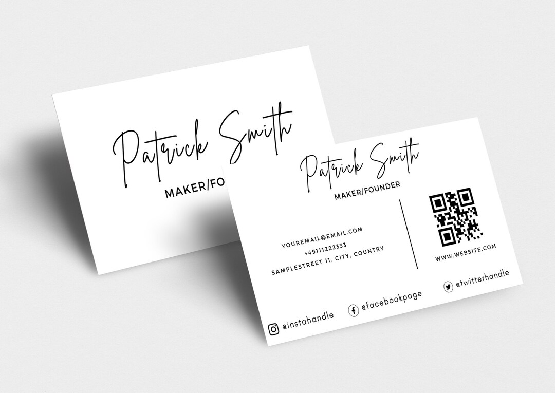 Simple QR Code Business Card Template, Instant Download, Trending ...