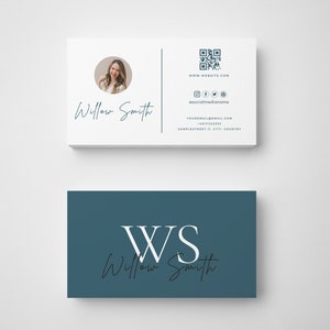 Wizytówka z kodem QR ze zdjęciem szablon canva Karta z kodem QR wizytówka ze zdjęciem wizytówka natychmiastowe pobranie