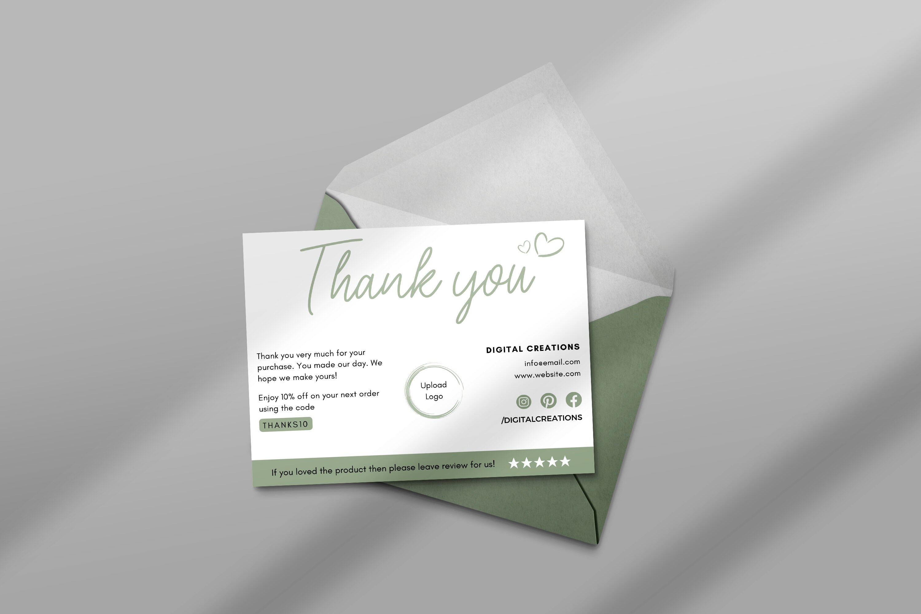 Business Thank You Card Template, Editable Thank You Card for Order ...