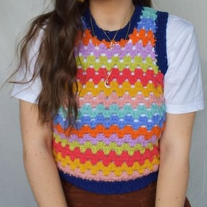 Patchwork Sweater,Granny Square Sweater, Granny Square Vest, Handmade Granny Square Top, Crochet Granny Square Sweater Vest for Women