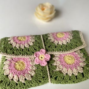 Crochet Book Sleeve, Book Pouch, Granny Square Tablet Sleeve, Handknitted Book Holder, Crochet Book Cover