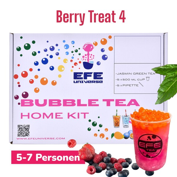 Geschenbox DIY Bubble Tea, Kit maison Bubble Tea, Kit Boba Berry Treat pour 5-7 personnes