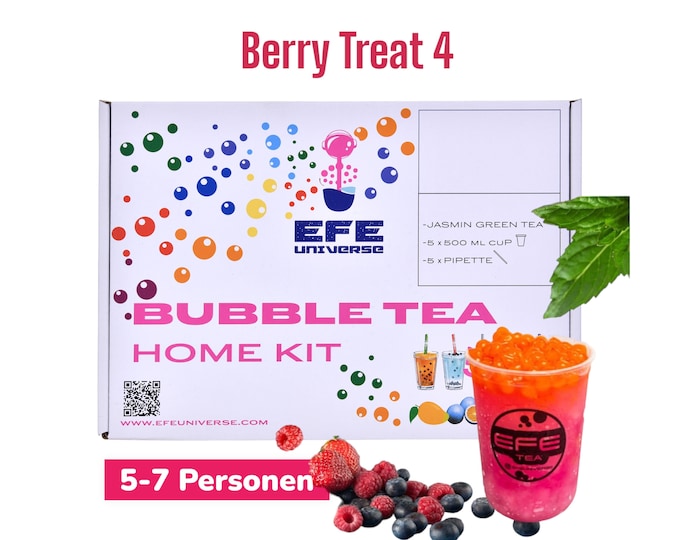 DIY Bubble Tea Geschenbox, Bubble Tea Home Kit, Boba Kit Berry Treat für 5-7 Personen