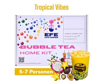 DIY Bubble Tea Geschenbox, Bubble Tea Home Kit, Boba Kit Tropical Vibes für 5-7 Personen