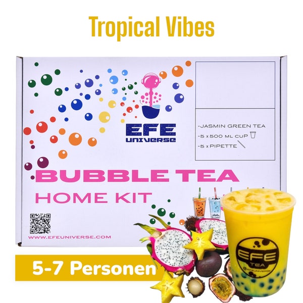 DIY Bubble Tea Geschenbox, Bubble Tea Home Kit, Boba Kit Tropical Vibes para 5-7 personas