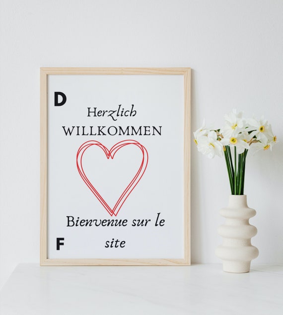 Herzlich Willkommen Grüße/deutsch Französisch/digital Etsy