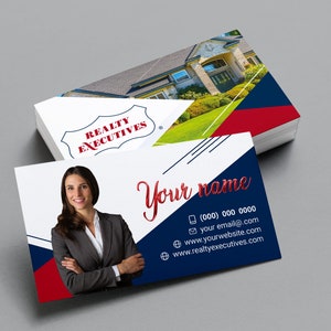 Realty Executives Luxe visitekaartjes afdrukken met reliëffolie| Onroerend goed visitekaartje | Promotionele makelaar visitekaartjes | Luxe