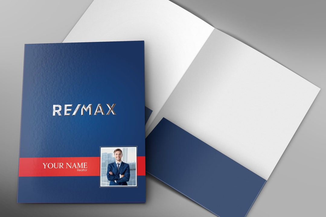 RE/MAX Branded Presentation Folders - 25 Pack With Pockets, 9x12 Finish Size, Gloss Coated