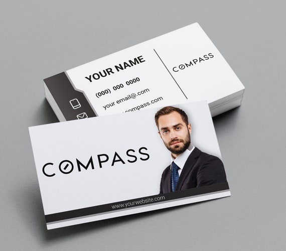 Compass Business Cards | Business Cards Soft Touch Laminated | Real Estate  Business Card | Promotional Realtor Business Cards - Etsy