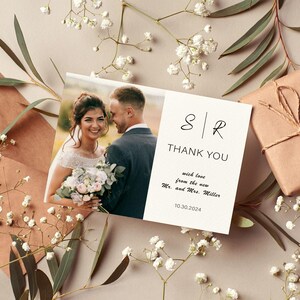 Carte postale de mariage à imprimer | Cartes de remerciement pour mariage | Chronologie Amusante | de remerciements pour mariage avec photo | Cartes de remerciement élégantes pour mariage