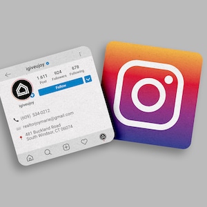 Instagram Social Media Visitenkarten | Mini Quadratische Visitenkarten | Visitenkarte | Druck | 2,5" x 2,5" | QR-Code Visitenkarte