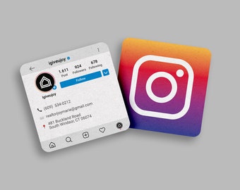 Instagram Social Media Business Cards | Mini Square Business Cards | Calling Card | Printing | 2.5" x 2.5" | QR code Business Card