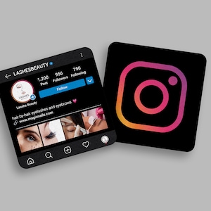 Cartões de visita do Instagram Modo escuro | Cartões de visita para mídias sociais | Mini cartões de visita quadrados | 2,5" x 2,5" | Cartão de visita com código QR