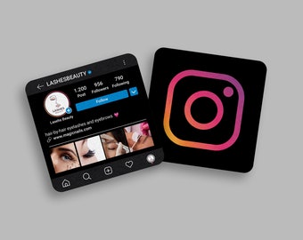 Instagram Business Cards Dark mode | Social Media Business Cards | Mini Square Business Cards | 2.5" x 2.5" | QR code Business Card