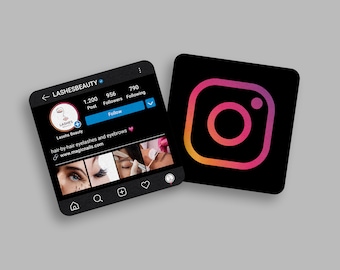 Instagram Business Cards Dark mode | Social Media Business Cards | Mini Square Business Cards | 2.5" x 2.5" | QR code Business Card