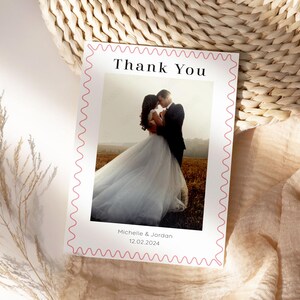 Carte postale de mariage à imprimer | Cartes de remerciement pour mariage | Chronologie Amusante | de remerciements pour mariage avec photo | Cartes de remerciement élégantes pour mariage