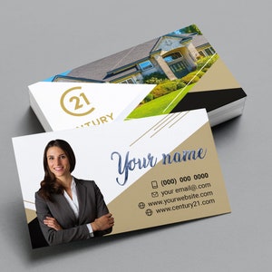 Impression de cartes de visite de luxe Century 21 avec FOIL en relief | de visite immobilière | Cartes de visite promotionnelles pour agent immobilier | Cartes de luxe