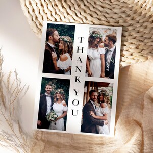 Imprimir postal de boda / Tarjetas de agradecimiento para boda / Cronología divertida / Tarjetas de agradecimiento de boda con foto / Tarjetas de agradecimiento de boda elegantes