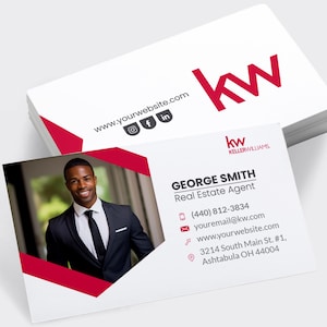 Keller Williams Visitenkarten | Visitenkarten Soft Touch Laminiert | -Visitenkarte | Werbeflächen für Makler