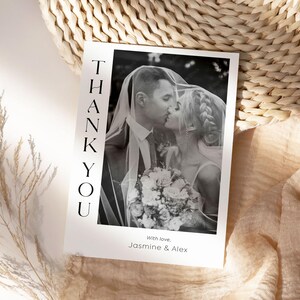 Carte postale de mariage à imprimer | Cartes de remerciement pour mariage | Chronologie Amusante | de remerciements pour mariage avec photo | Cartes de remerciement élégantes pour mariage