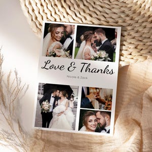 Imprimir postal de boda / Tarjetas de agradecimiento para boda / Cronología divertida / Tarjetas de agradecimiento de boda con foto / Tarjetas de agradecimiento de boda elegantes