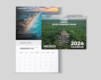 Mexico Printed 2024 Wall Calendar - Personalized Calendar -  12 Month Calendar -  A Year of Your Own Photos - Perfect Christmas Gift