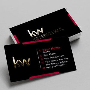 Luxe visitekaartjes van Keller Williams bedrukt met reliëffolie | Vastgoedvisitekaartje | Promotionele visitekaartjes voor makelaars | Luxe