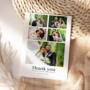 Imprimir postal de boda / Tarjetas de agradecimiento para boda / Cronología divertida / Tarjetas de agradecimiento de boda con foto / Tarjetas de agradecimiento de boda elegantes