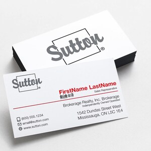 Sutton-visitekaartjes | Visitekaartjes Soft Touch Gelamineerd | Onroerend goed visitekaartje | Promotionele makelaar visitekaartjes