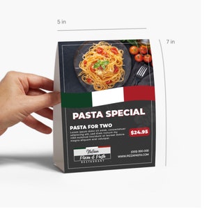 Gedrucktes Restaurant MENÜ | Tischzelt Karte | Lebensmitteletikett | Benutzerdefinierte Zeltkarte | Food Label Karte | Klappbare Menükarte