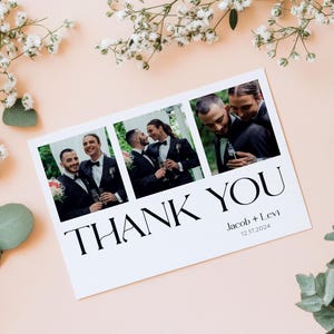 Carte postale de mariage à imprimer | Cartes de remerciement pour mariage | Chronologie Amusante | de remerciements pour mariage avec photo | Cartes de remerciement élégantes pour mariage