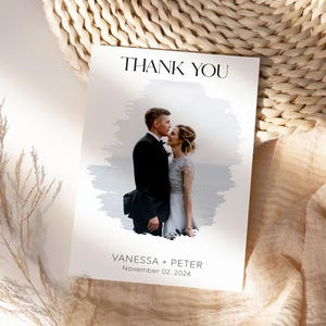 Imprimir postal de boda / Tarjetas de agradecimiento para boda / Cronología divertida / Tarjetas de agradecimiento de boda con foto / Tarjetas de agradecimiento de boda elegantes