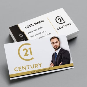 Century 21 Visitenkarten | Visitenkarten Soft Touch Laminiert | -Visitenkarte | Werbeflächen für Makler.