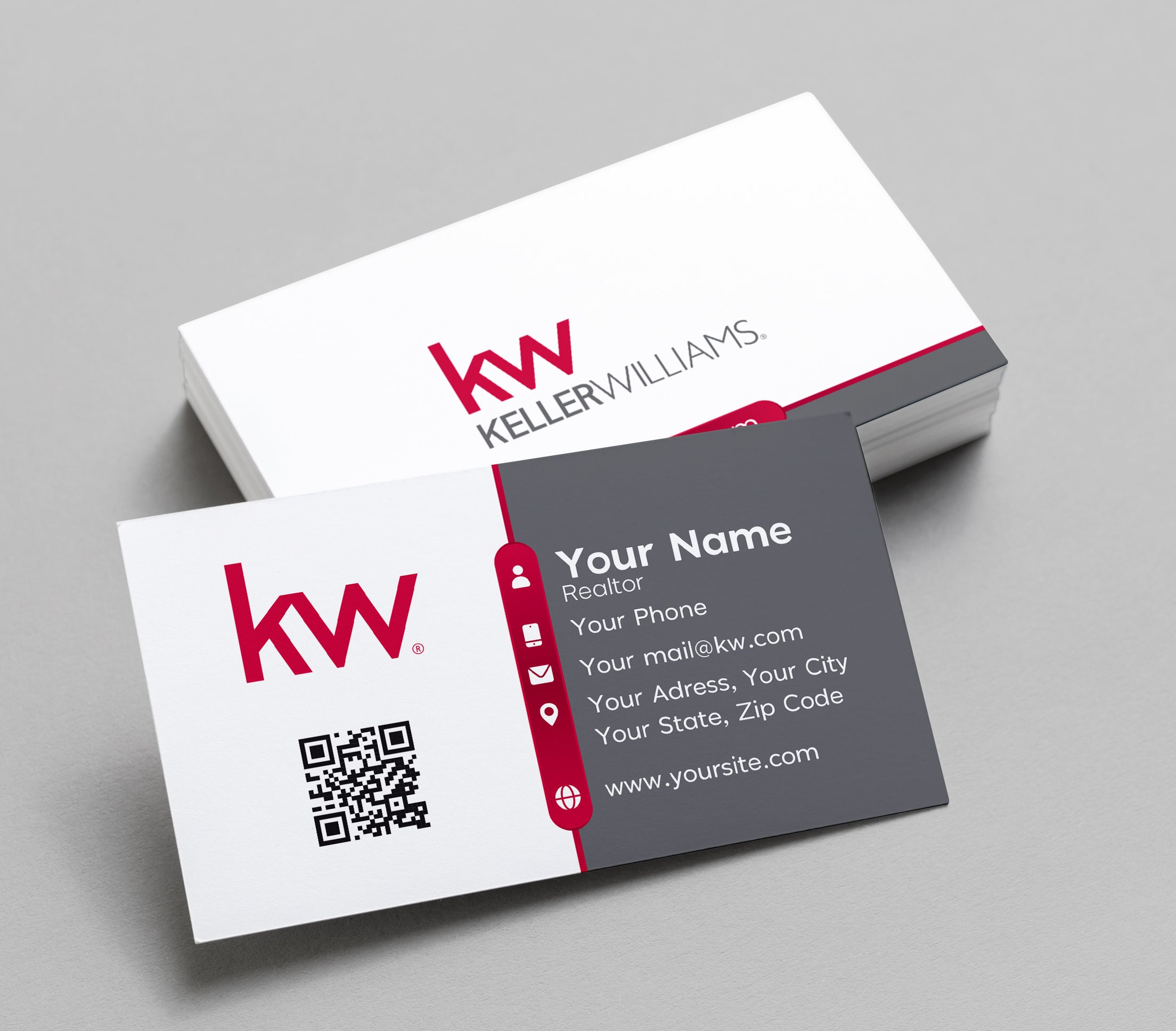 Keller Williams Soft Touch Laminated Business Card Horizontal Etsy