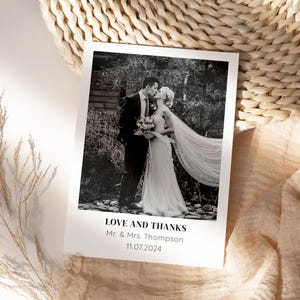 Carte postale de mariage à imprimer | Cartes de remerciement pour mariage | Chronologie Amusante | de remerciements pour mariage avec photo | Cartes de remerciement élégantes pour mariage