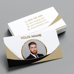 Impresión de tarjetas de visita de lujo Century 21 con FOIL en relieve / Tarjeta de visita inmobiliaria / Tarjetas de visita promocionales para agentes inmobiliarios / Tarjetas de lujo