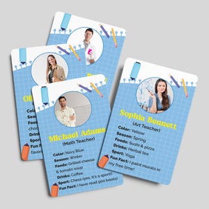 Aangepaste teamintroductiekaarten | Gepersonaliseerde presentatieprofielen voor evenementen, personeel of klanten | Maak kennis met de teamkaarten | Profielkaarten